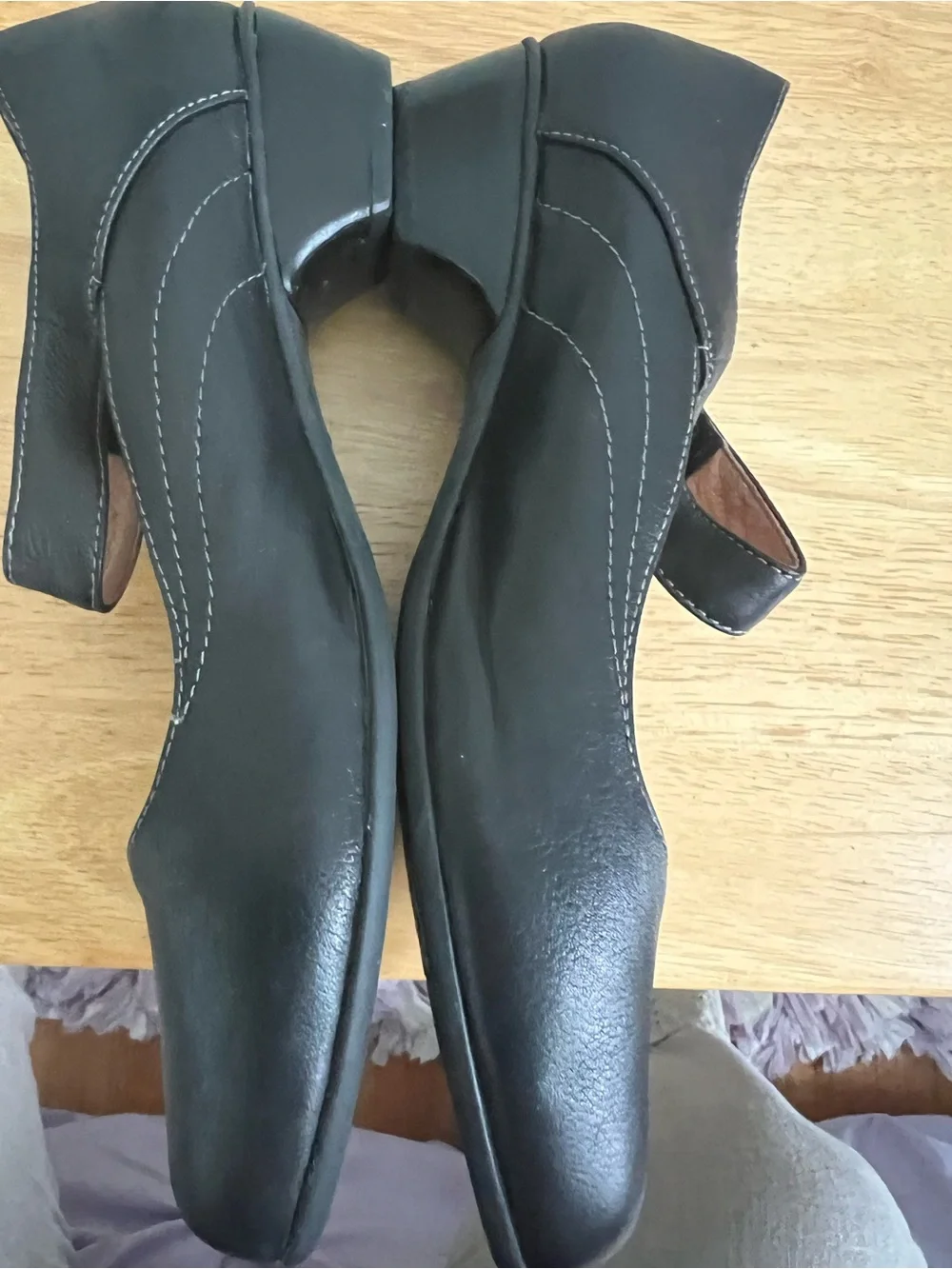 Taos Footwear Black Leather Mary Jane Flats with Button Strap